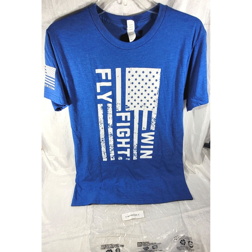 Bayside Tri-Blend 'Fly Fight Win' US Air Force T-Shirt‎ - Heather Royal Blue - S